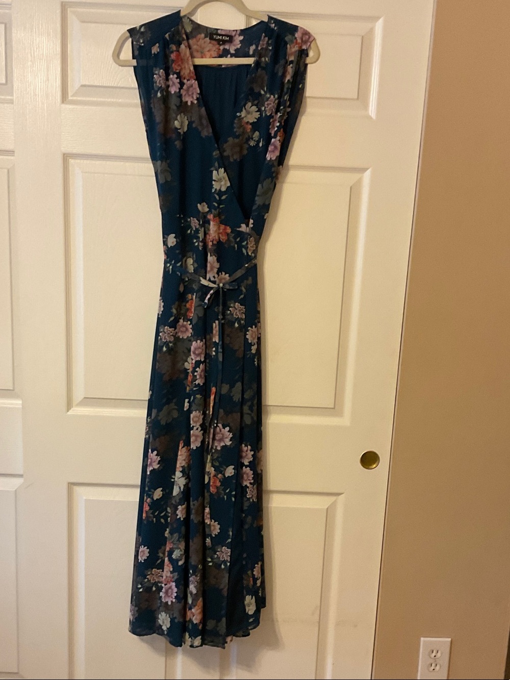 Yumi Kim Teal Floral Wrap Maxi Dress